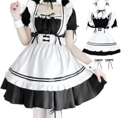 メイド服　6点セット　コスプレ　黒　M