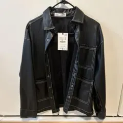 新品タグ付 フェイクレザー風 ジャケット 140㎝ シルバーボタン