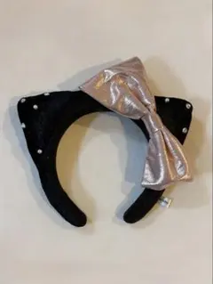 ハローキティー カチューシャ 黒 リボン