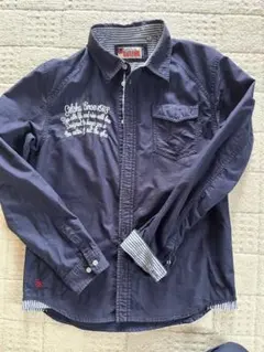 Gotcha ネイビー刺繍入り長袖シャツメンズLサイズ