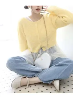 イロドリ偏愛ニット nice claup ナイスクラップ イエロー