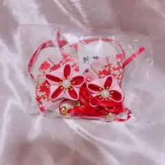 ヘアクリップ 2個セット 扇子 レッド ヘアアクセサリー 和服 和装 赤