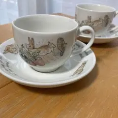未使用　ウェッジウッド　ピーターラビット　ペア　カップソーサー　うさぎ　ウサギ