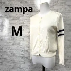 [Zampa ザンパ] アイボリー ストライプ ニットカーディガン Mのサムネイル