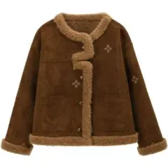 ブラウン スエード ファー ジャケット