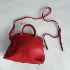 FURLA フルラ パイパー 2WAY ハンドバッグ 赤 本革 이탈리아제
