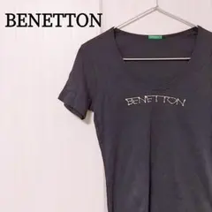 ユナイテッドカラーズオブベネトン 半袖Tシャツ 黒 ラインストーンロゴ M