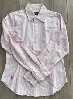 Ralph Lauren 長袖ボタンダウンシャツ ストライプピンク