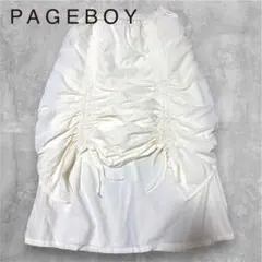 【PAGEBOY】ドロストレイヤードスカート リボン スリット フリーサイズ 白