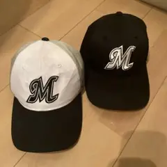 ★千葉ロッテマリーンズ　キャップ　2個セット　黒　ホワイト✖️ライトグリーン