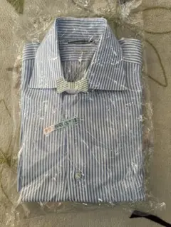 SHIPS イージーアイロン ワイシャツ 青白ストライプ