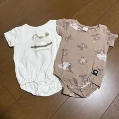 バースデイ　コトリ　フタくま　木馬　ロンパース　70 半袖　フタフタ　茶色