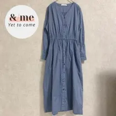 ショコラフィネローブ　シャツワンピース　ロング　ノーカラー リネン ゆったり