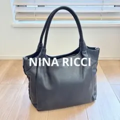 【美品】ニナリッチ 2way ショルダー ハンドバッグ　レザー ブラック　A4可