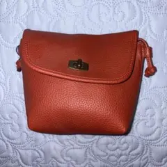 オレンジレザーショルダーバッグ