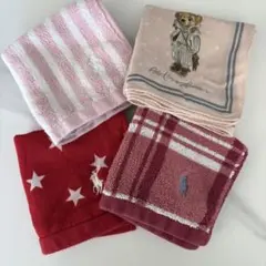 4枚セット⚫︎ラルフローレン タオルハンカチ ポロベア レディース