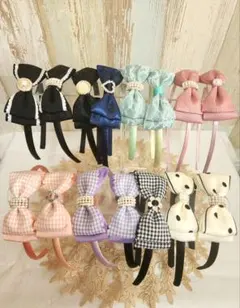 １つ500円！リボンカチューシャ　入園　入学　卒園　フォーマル　パープルチェック