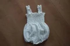 Anneshirley ホワイト花柄ロンパース M