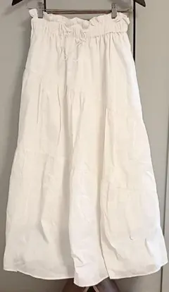 ナイロンポリ ロングフレアスカート ホワイト