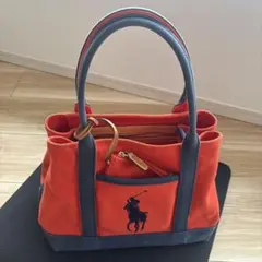 ポロラルフローレン 赤 トート バッグ　折りたたみ可能　小型ポーチ付
