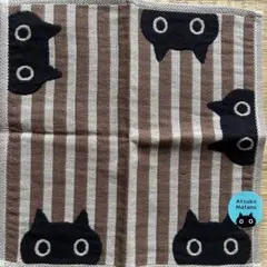 Atsuko Matano 黒猫タオルハンカチ