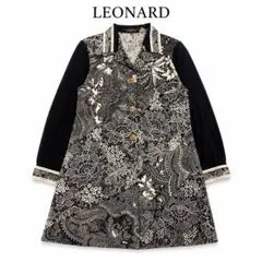 LEONARD レオナール ウールシルク ワンピース M 黒 金ボタン 訳あり