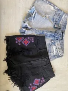 ショートパンツ2点セット（黒・青）