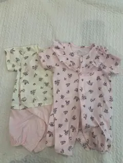 ベルメゾンベビー服 夏快適半袖2枚セットツーウェ イミニオール 50~60