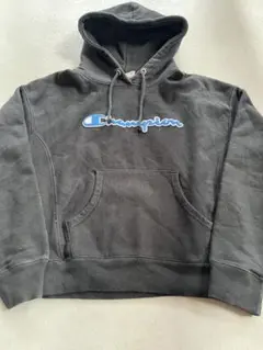 希少】チャンピオン リバースウィーブ パーカー サガラ刺繍　黒 アジアサイズ L