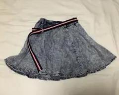 Honeysデニムグレー フレアパンツ ストライプウエストバンド