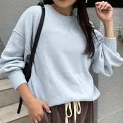 チャオパニックティピー　スウェットライクボリュームスリーブニット　サックスブルー