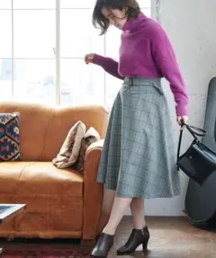 【3WAY】ウーリッシュフラノチェックフレアスカート