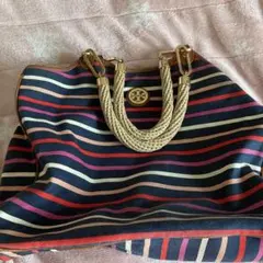トリーバーチストライプ キャンバストートバッグ