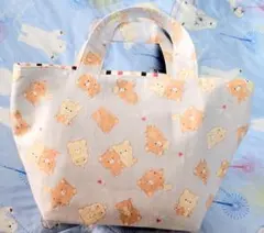 ハンドメイド★可愛いクマさんのお散歩ミニトートバッグ♪
