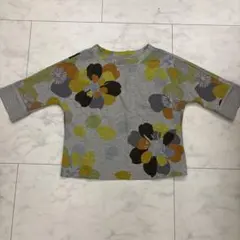 iMMAGO 花柄 五分袖 カットソー グレー