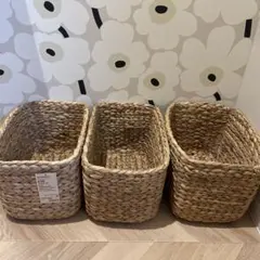 無印良品　長方形バスケット・大　ウォーターヒヤシンス　3個組
