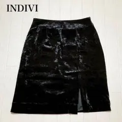 INDIVI インディヴィ　タイトスカート ベロア スリット　上品　台形　日本製