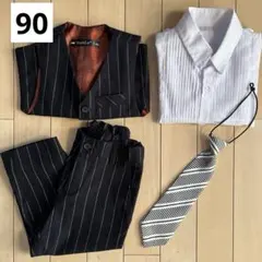 男の子 フォーマルスーツ 90キッズ スーツセット ボーイズ 4点セット 美品