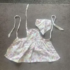ローラアシュレイ　花柄フレアエプロン&三角巾セット