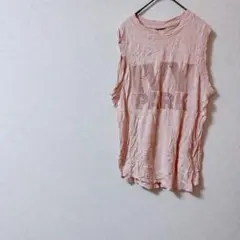 【M】ピンク ノースリーブ Tシャツ 海外古着 一点物 輸入古着 インポート