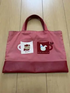 familiar デニムバッグ ブック入れ マグカップ刺繍トートバッグ レッド