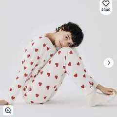 プチバトー ハートプリント長袖パジャマ 14ans Sサイズのサムネイル