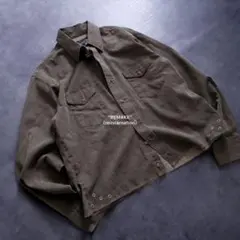 "remake"Y2K grunge khaki work shirt.シャツ