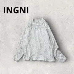 イング デザイントップス レースブラウス 花柄 ストレッチ ギャザー フェミニン