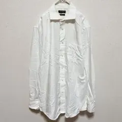 人気 ローレンラルフローレン 無地 シャツ ワイドカラー 長袖 【M】白 綿のサムネイル