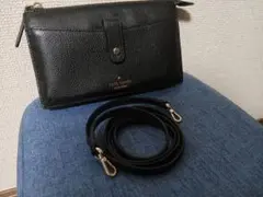 美品　kate spade ブラックレザー ショルダーウォレット