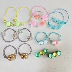 No.03 ハンドメイドカラフルなヘアアクセサリー7セット　まとめ売り