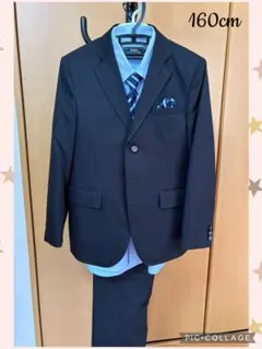 160cm 黒のストライプ スーツのセット 卒業式 入学式 など