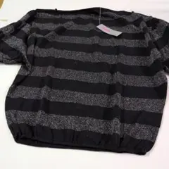 #23.Roselip ドルマン重ね着用ラメ入りストライプTシャツ未使用