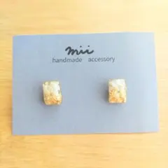 No.308 ドライフラワー スターフラワー 小ぶり ピアス ホワイト ゴールド